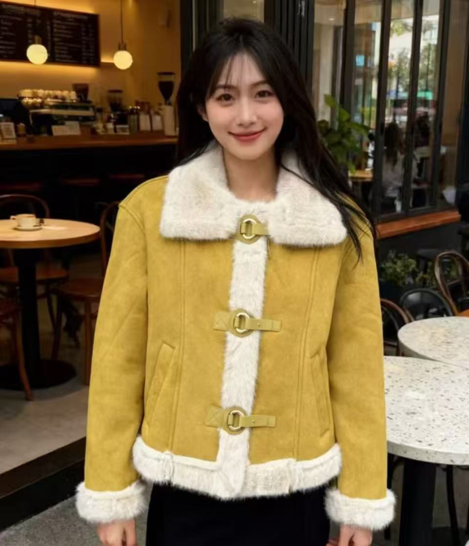 【6858】水#时尚百搭保暖毛毛外套