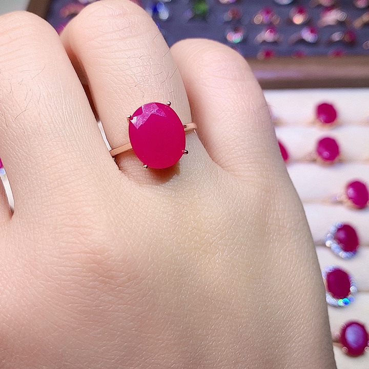 红宝石戒指银S925镶嵌