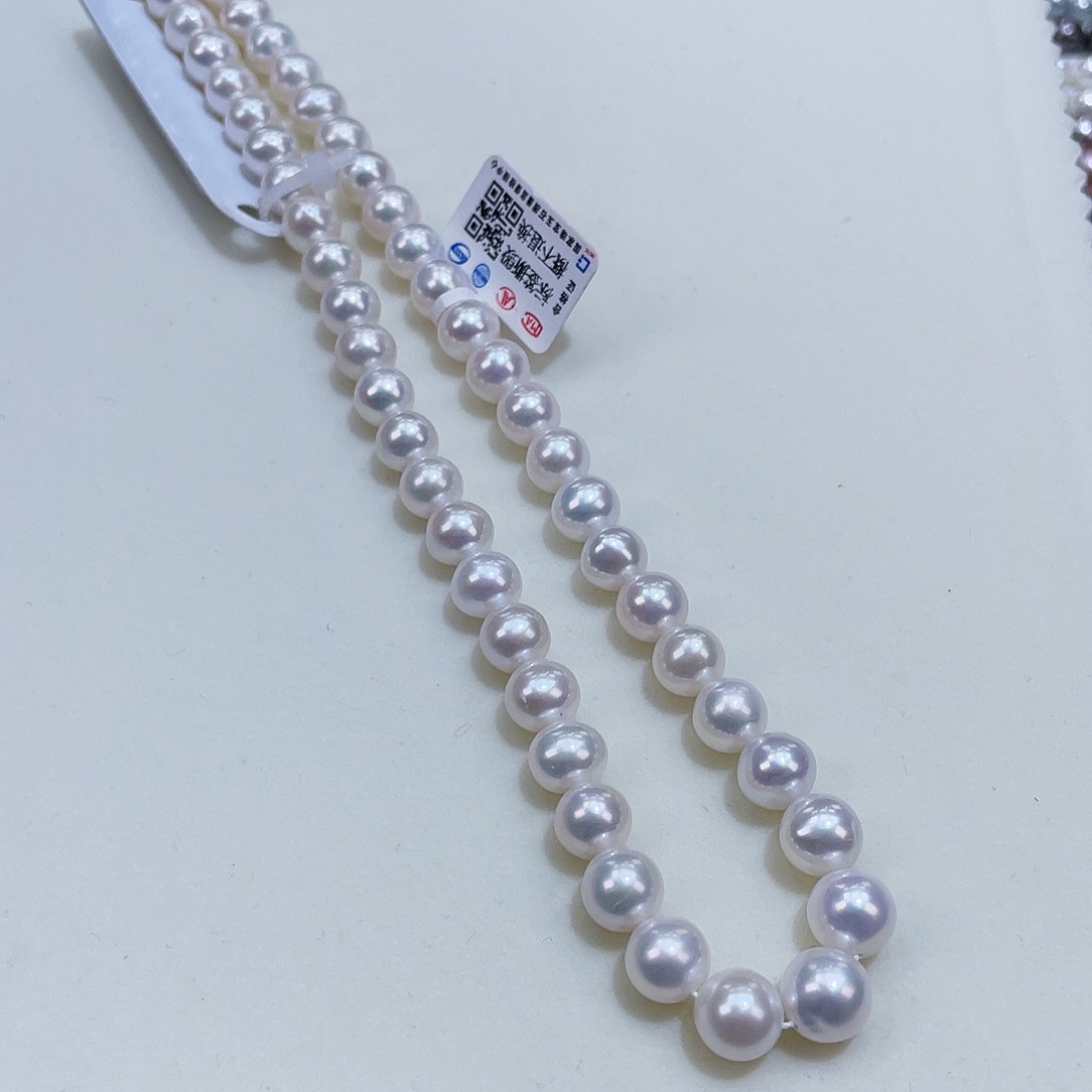 淡水珍珠颈饰银S925镶嵌8/9透亮冷白炫彩无核巨干净