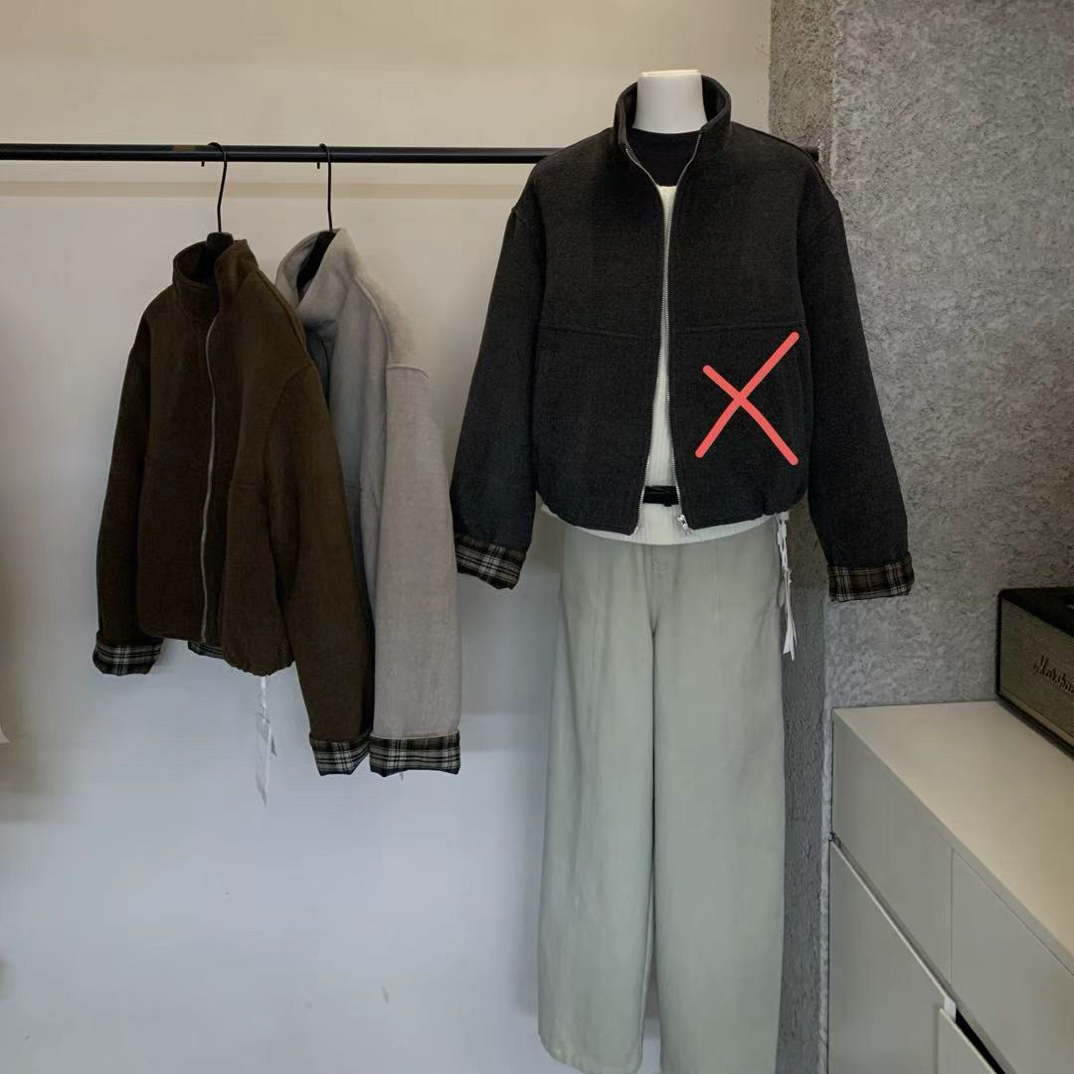 abow@23556 夹羽～韩系休闲百搭卷边袖短外套12-4