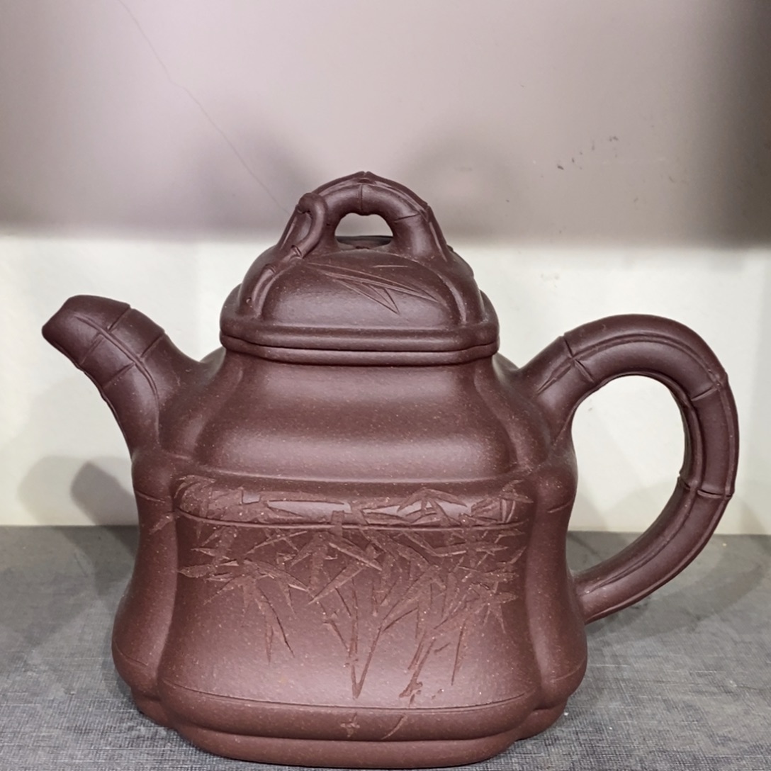 紫砂茶壶白16 竹鼎