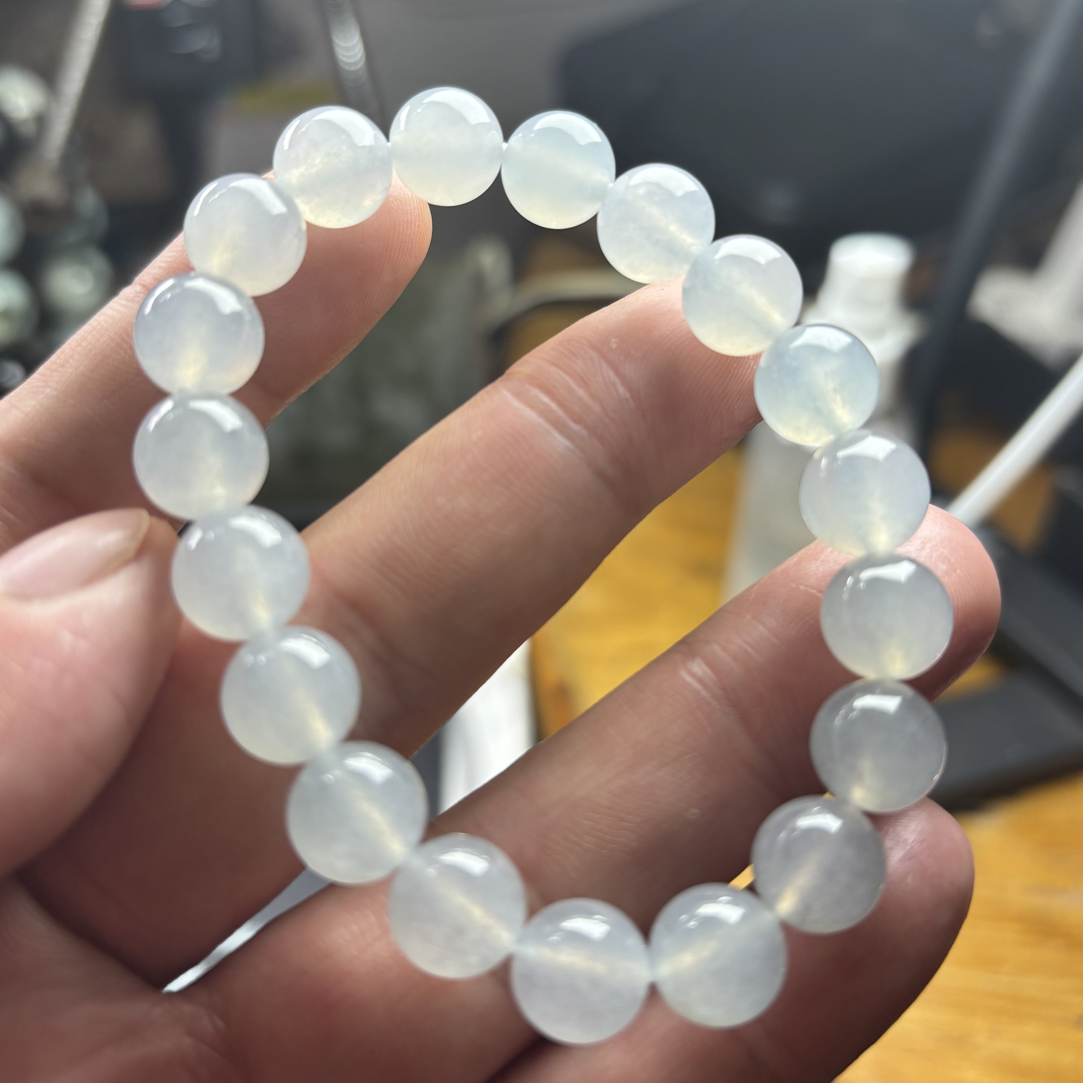 缅甸天然翡翠全透冰杠蓝卡10*19颗