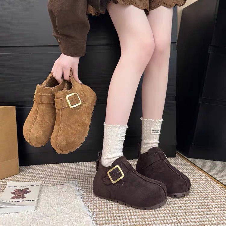 雪地靴女冬外穿2025年新款复古厚底内增高勃肯鞋加绒加厚保暖棉鞋