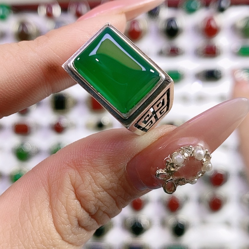 【闪购商品】银S925镶嵌戒指玛瑙/玉髓