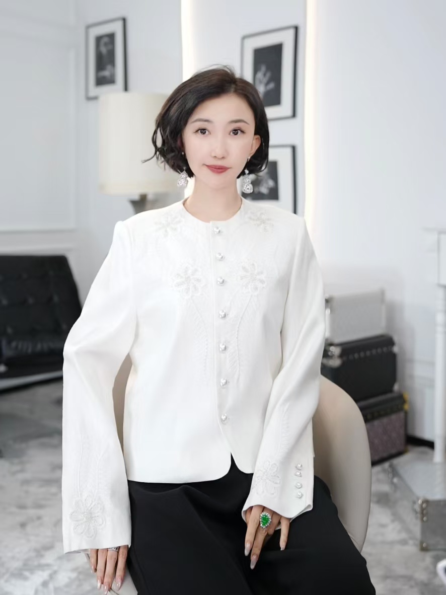 Betty Bairn【白露静雅】新中式国风亚麻刺绣上衣224B- BW7750