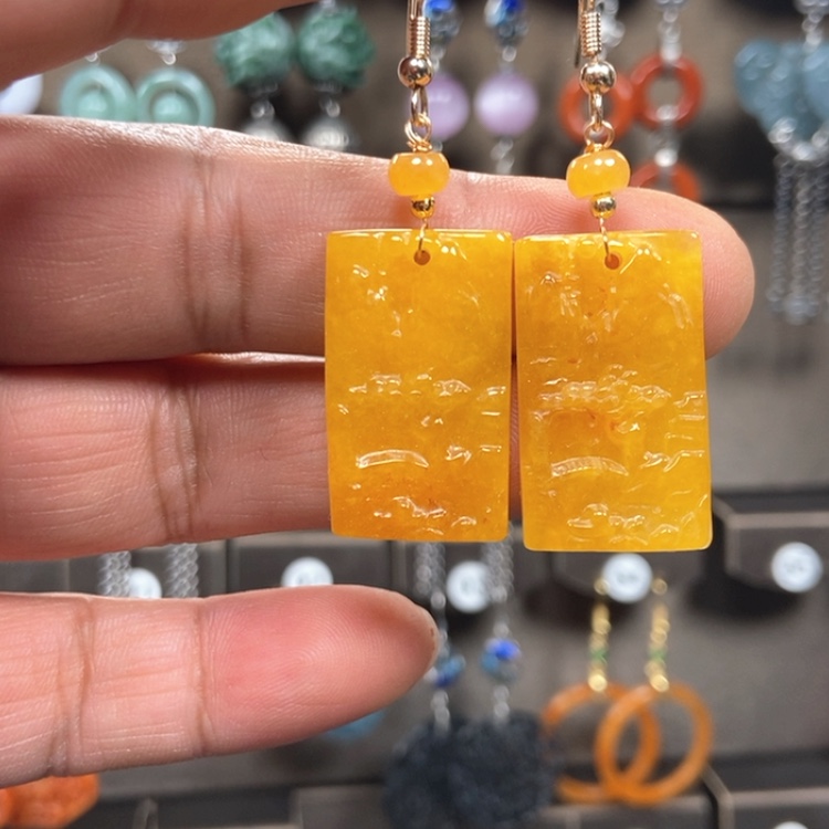 【闪购商品】翡翠耳饰银S925镶嵌优化耳饰