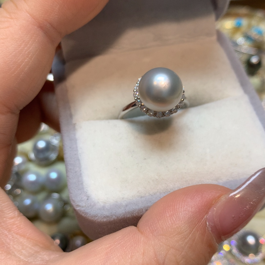 海水珍珠戒指银S925镶嵌