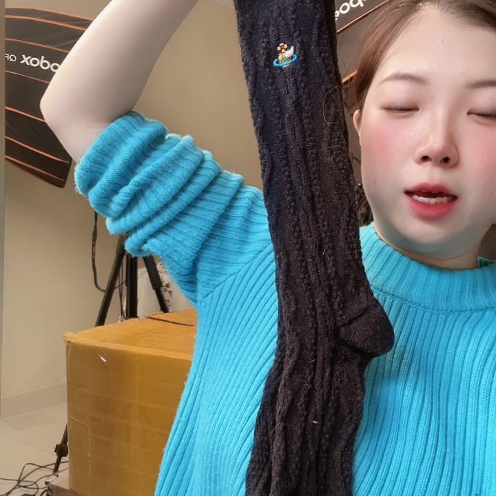 三醋酯纤维多太后深灰色羊厚款小腿袜