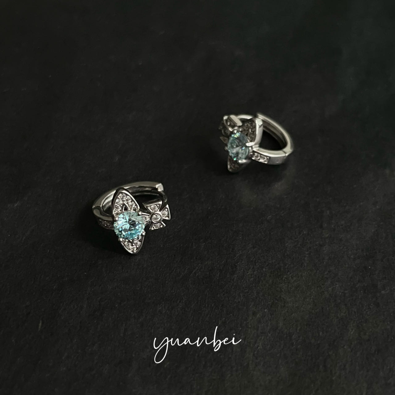 钛钢锆石耳饰 yuanbei | 土星耳环耳扣方圆脸显瘦耳环小众高级感