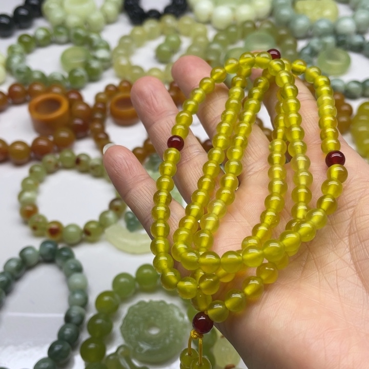 蛇纹石玉手串未镶嵌大***你