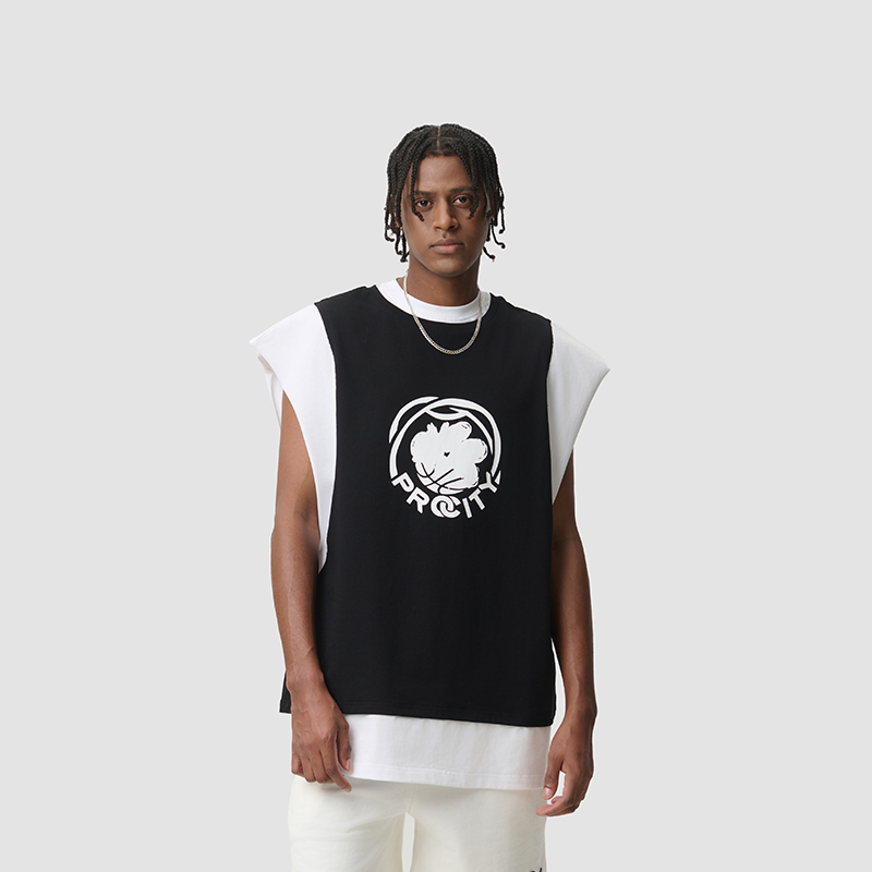 【断码清仓】Procity曹芳假两件运动背心男女休闲宽松圆领T恤上衣