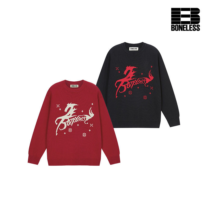 【自由之岛】BONELESS字母马费尔岛套头毛衣