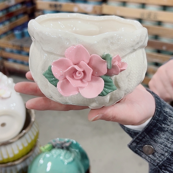 有孔.凑满10元发货多肉陶瓷花盆！