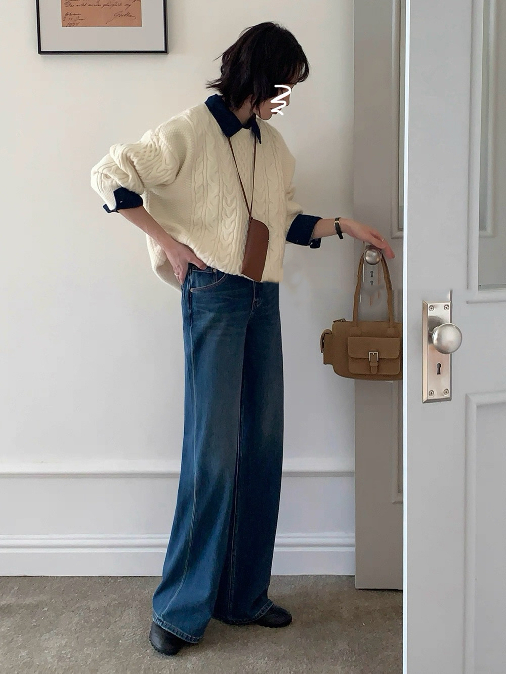 SU【382】代A9 愫蕊 显瘦显腿长微喇牛仔阔腿裤直筒喇叭裤