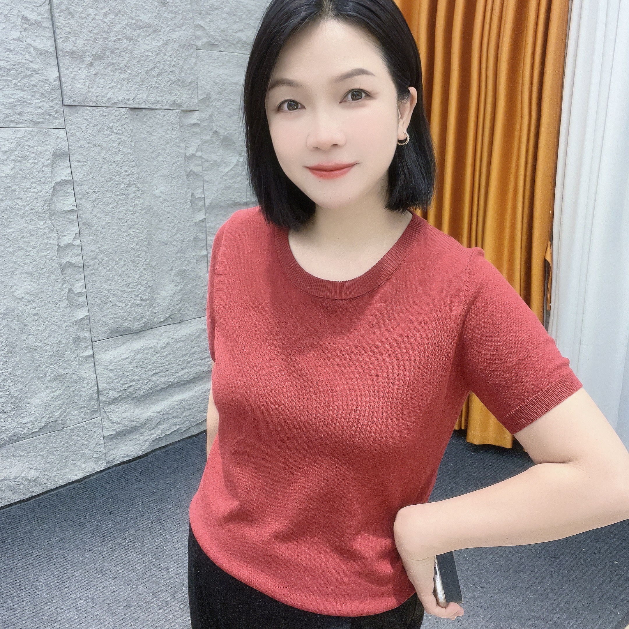 3235A微胖夏季经典款短袖【大米家专属】纯色通勤经典多巴胺服装女