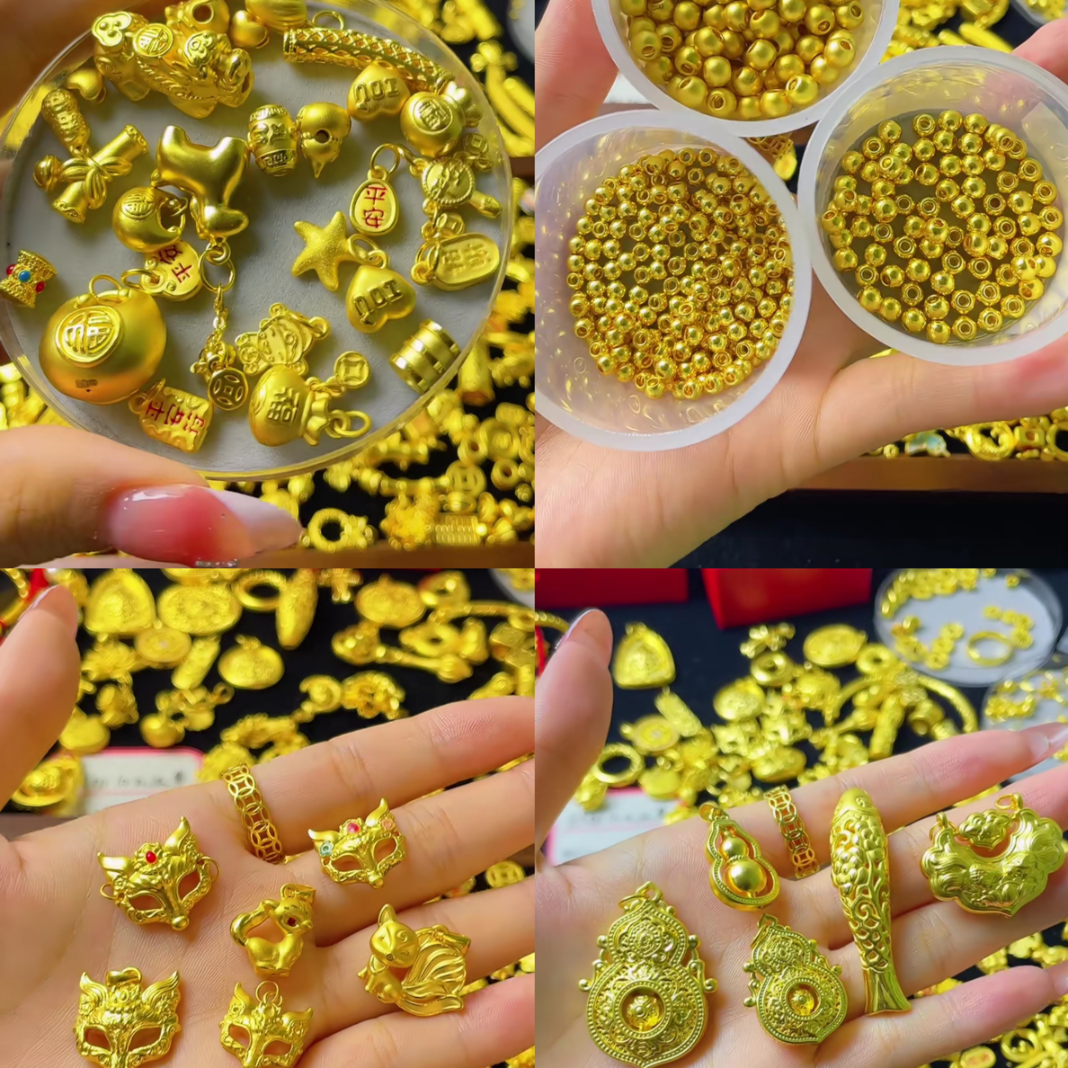 水贝黄金工厂直供：黄金小配件横穿、提溜通体里外足金999