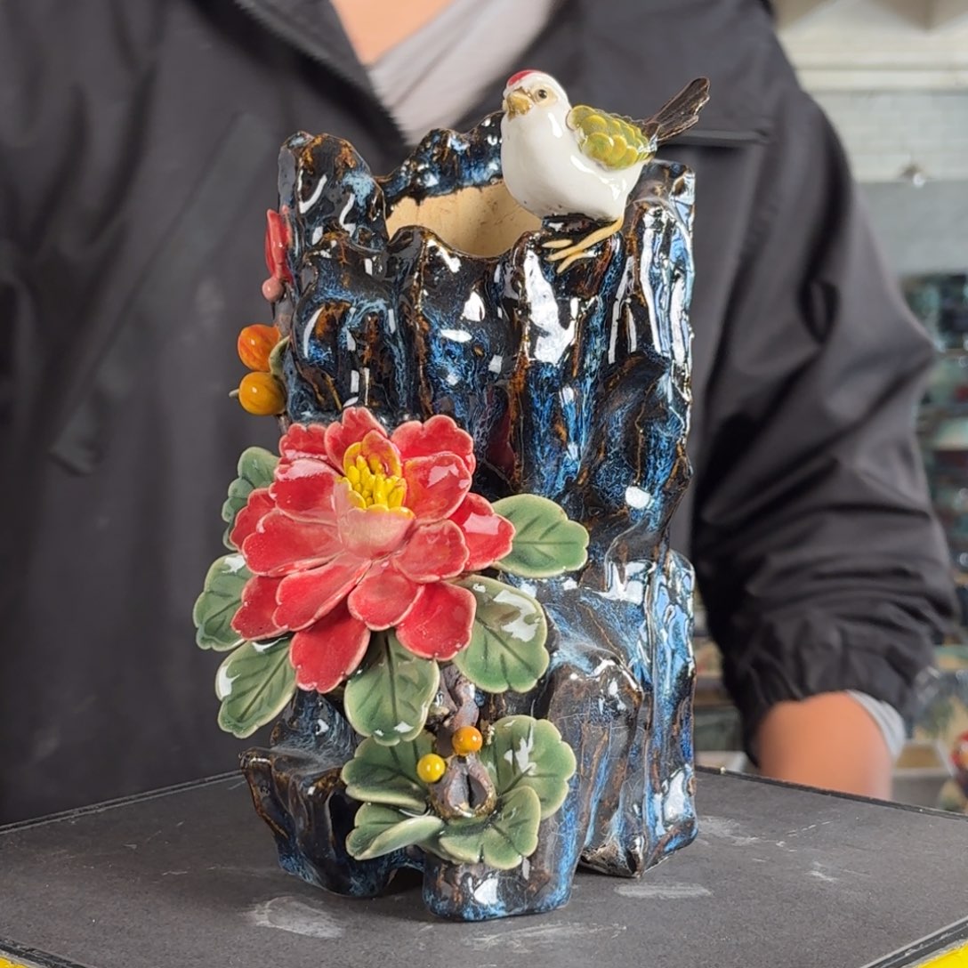 。一风堂石湾花盆 手工痕迹 内10*18