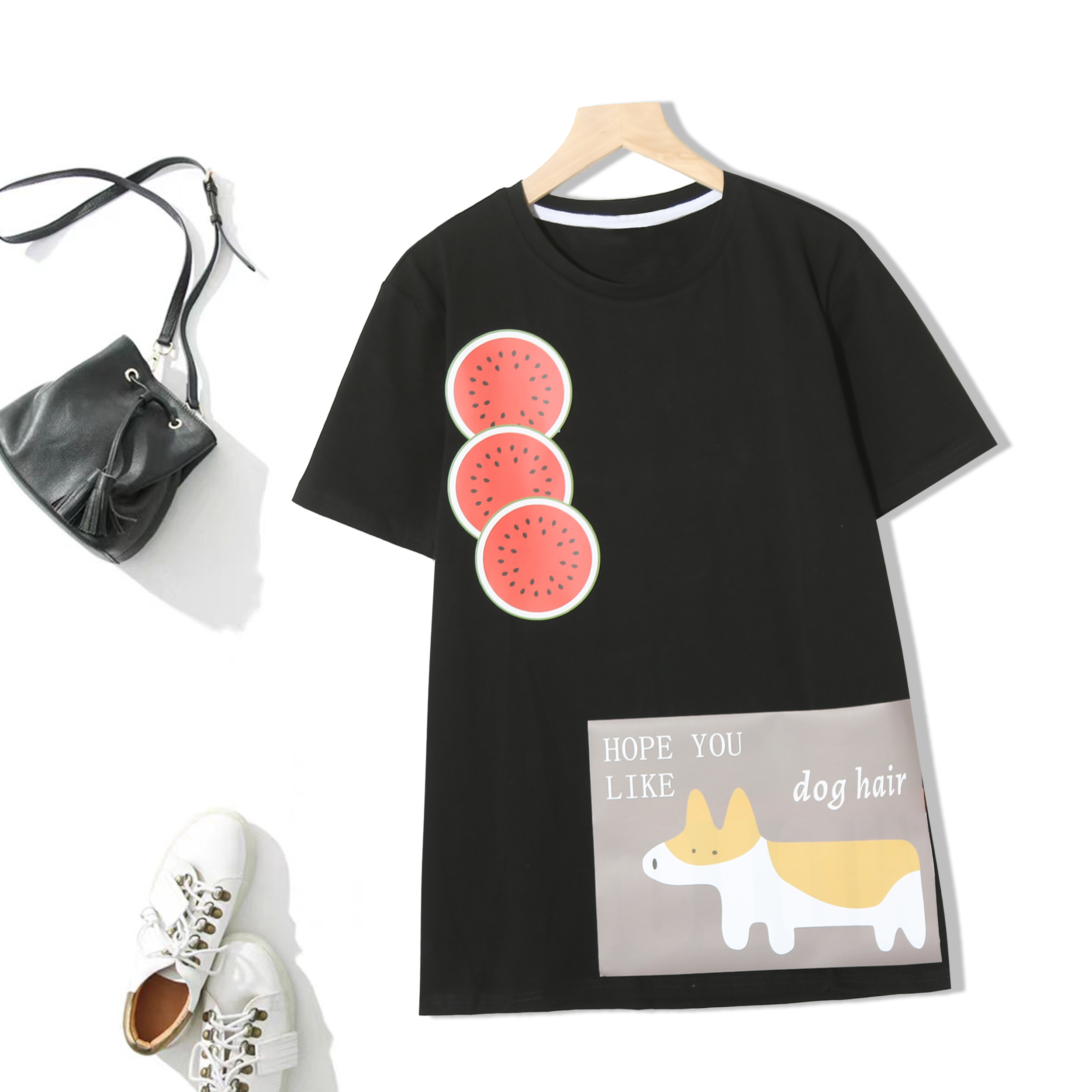 字母印花圆领男女同款百搭简约清新潮流休闲宽松夏季T恤P-2G500