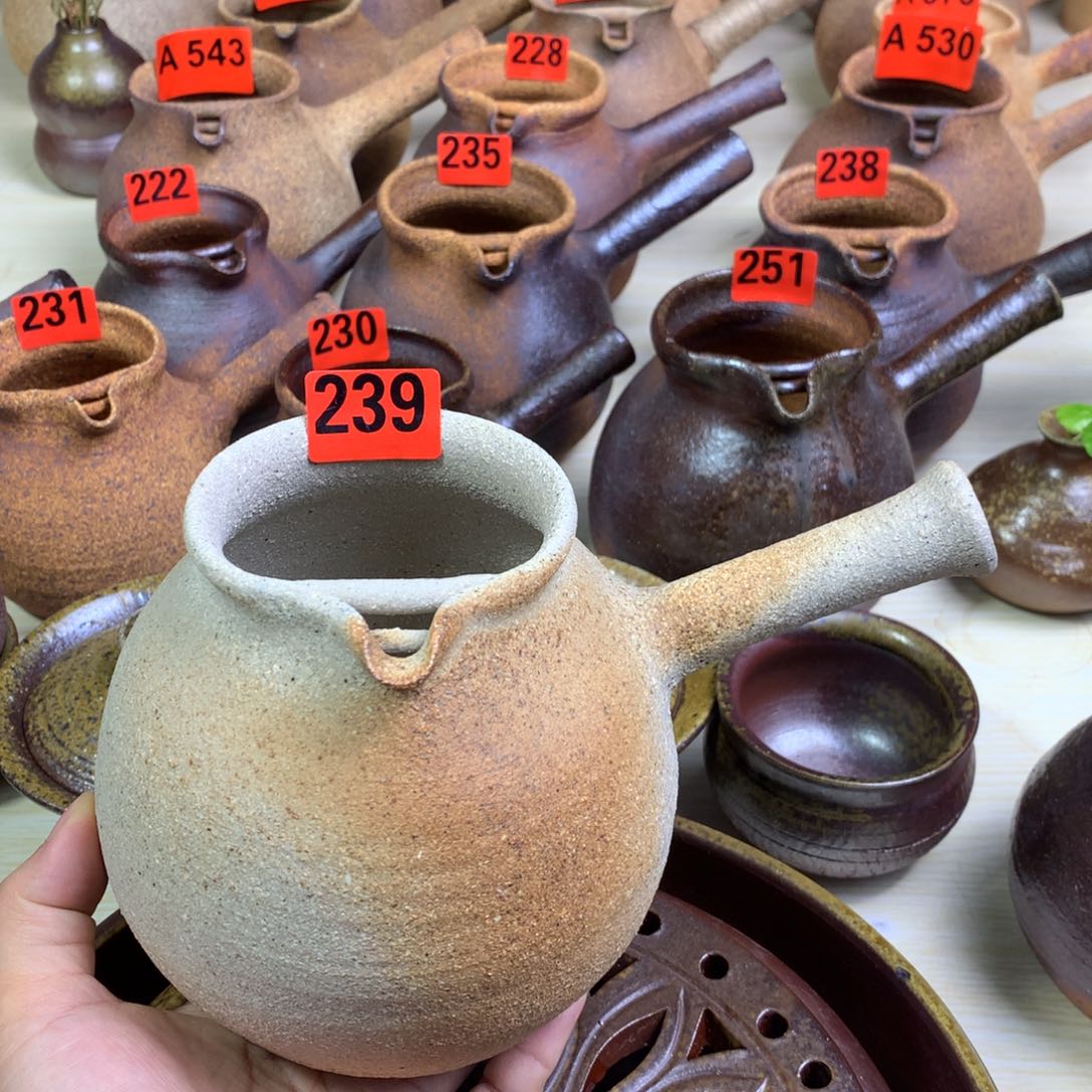 柴烧粗陶烤茶罐一物一拍800毫升左右