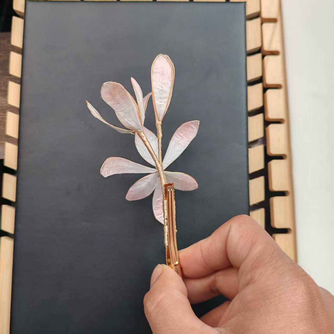 古阁 3297玉兰花粉色 非遗绒花古风配饰 （手工制品 默认微瑕）