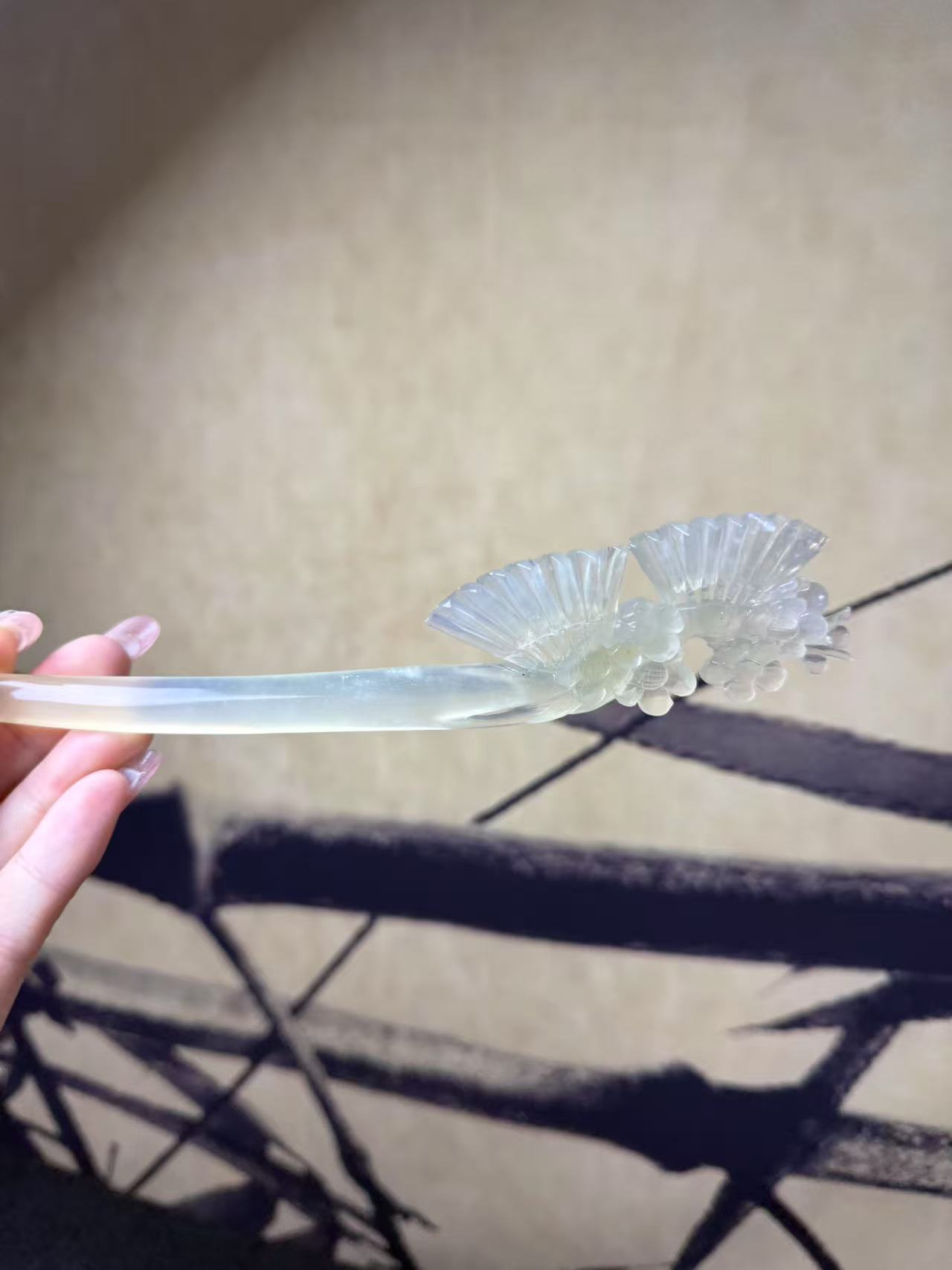 岫玉天然玉石发簪