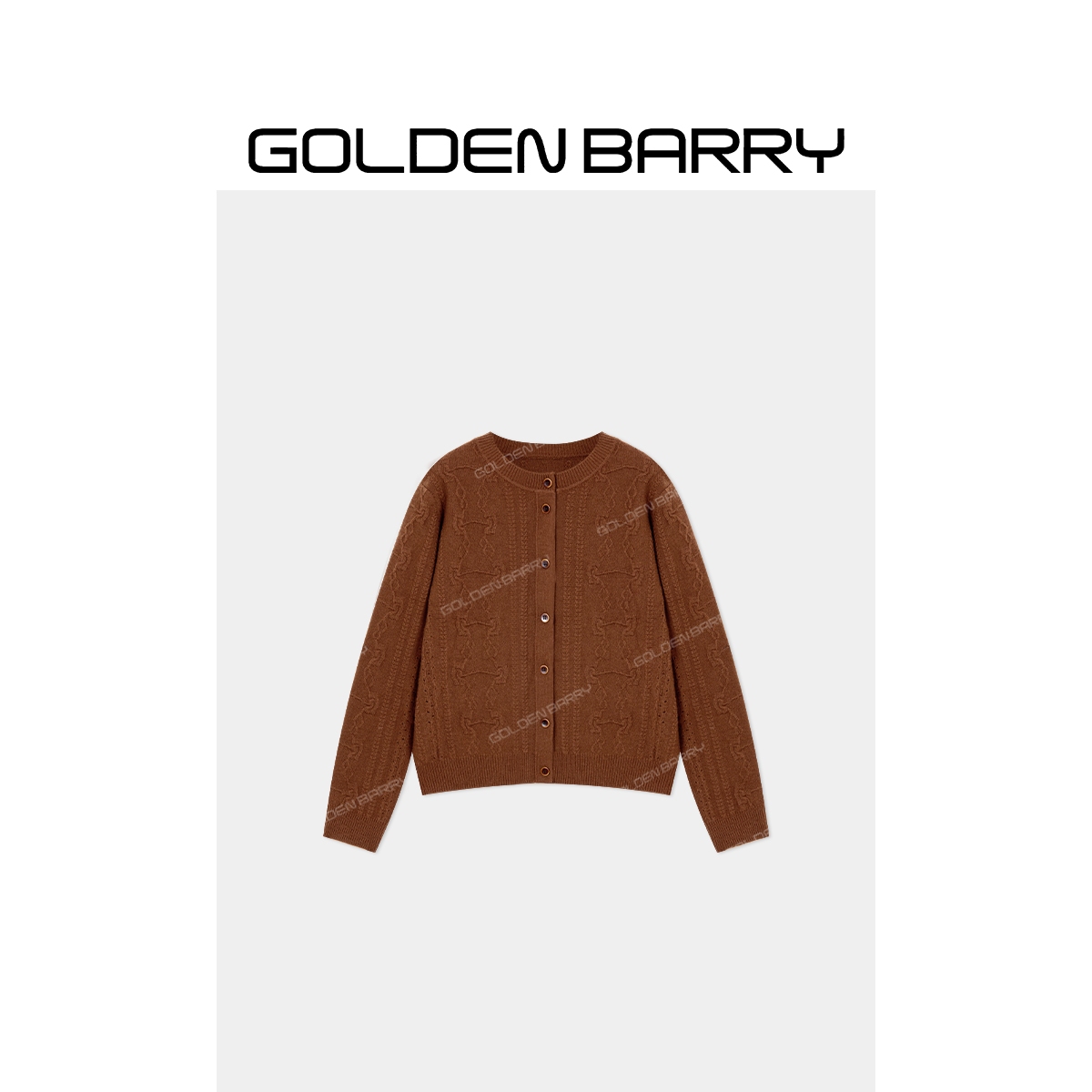 GOLDENBARRY|242297高级感圆领花纹开衫