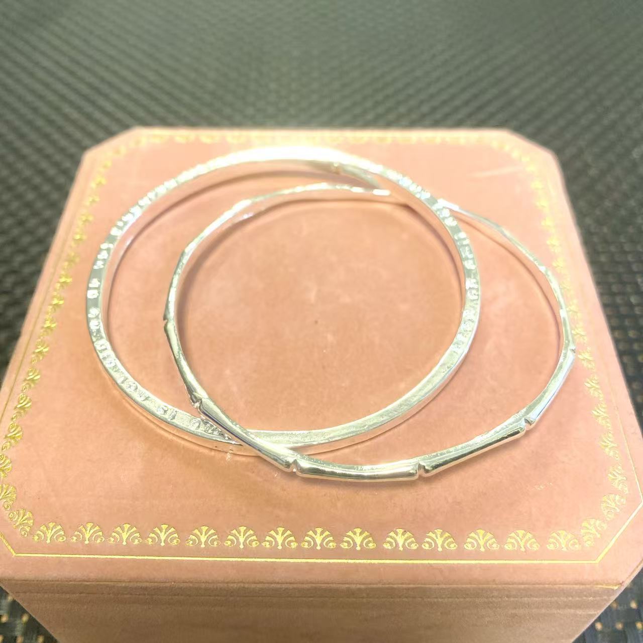 货号7026 卡家竹节双环银手镯 无礼盒