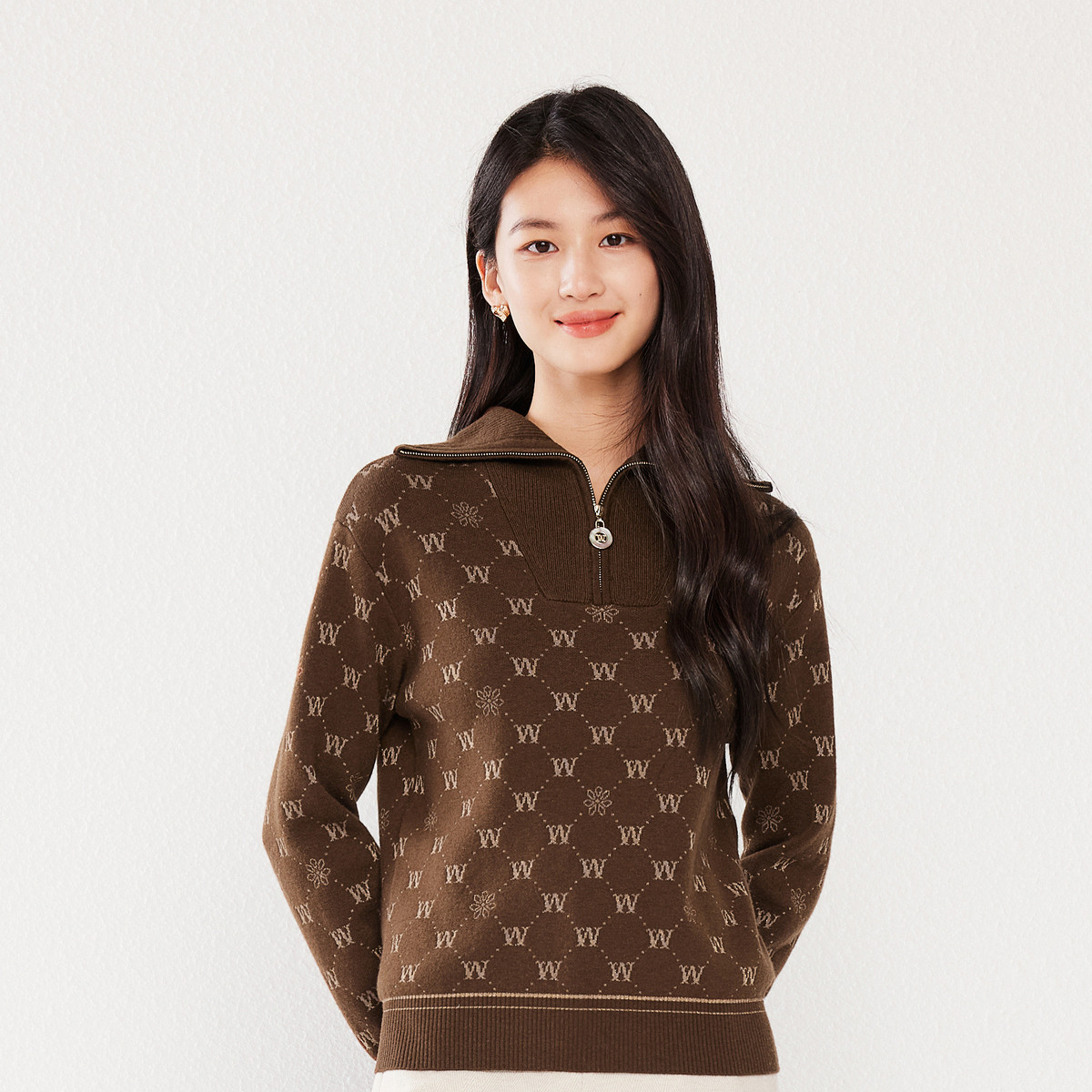 【李老板专属】【羊毛羊绒】印花Polo针织衫气质通勤毛衣