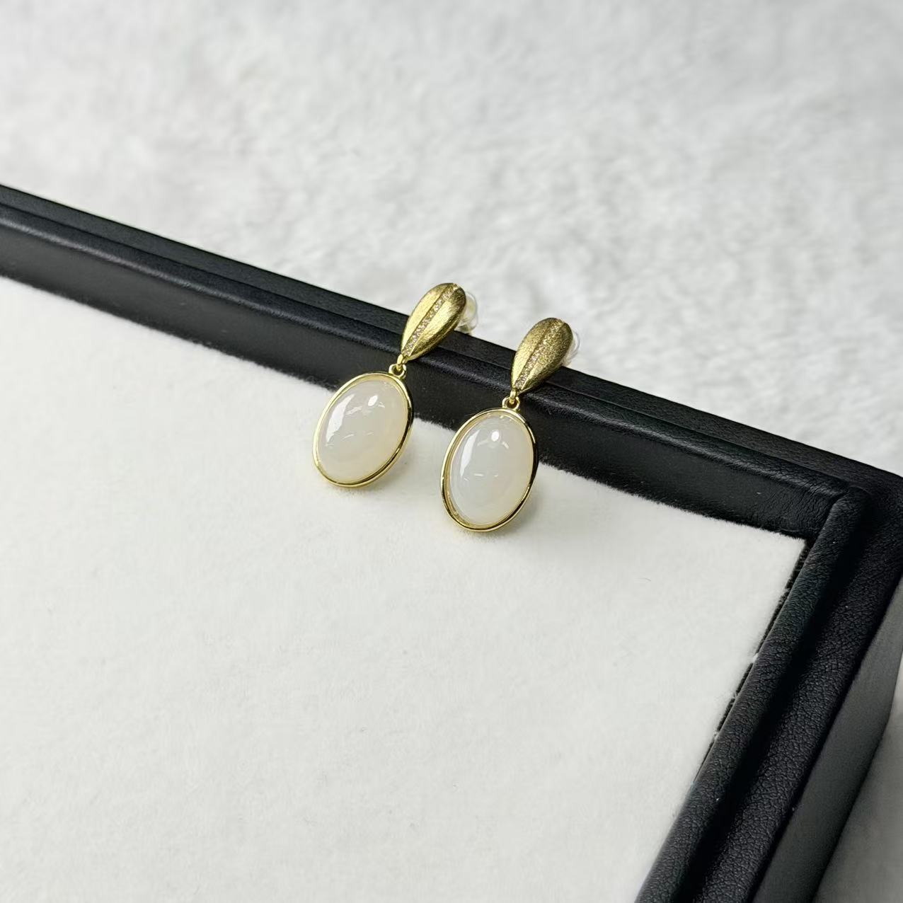 【睿泽赏宝】S925和田玉蛋面耳坠有暇多样性 13*9*4 KL0010107