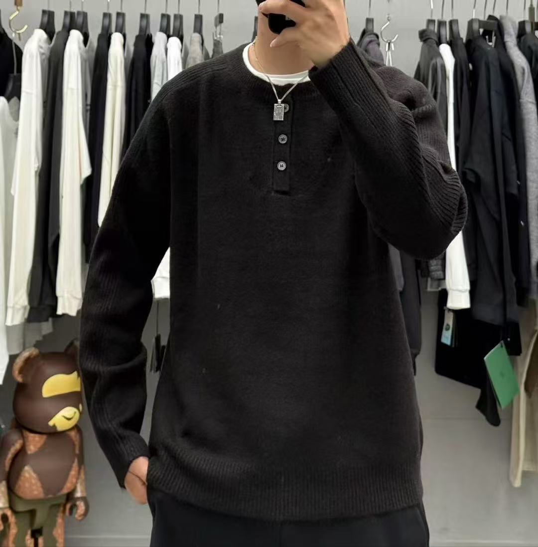 999-1220/6775/198美式纽扣毛衣针织衫套头冬季新款宽松休闲内搭