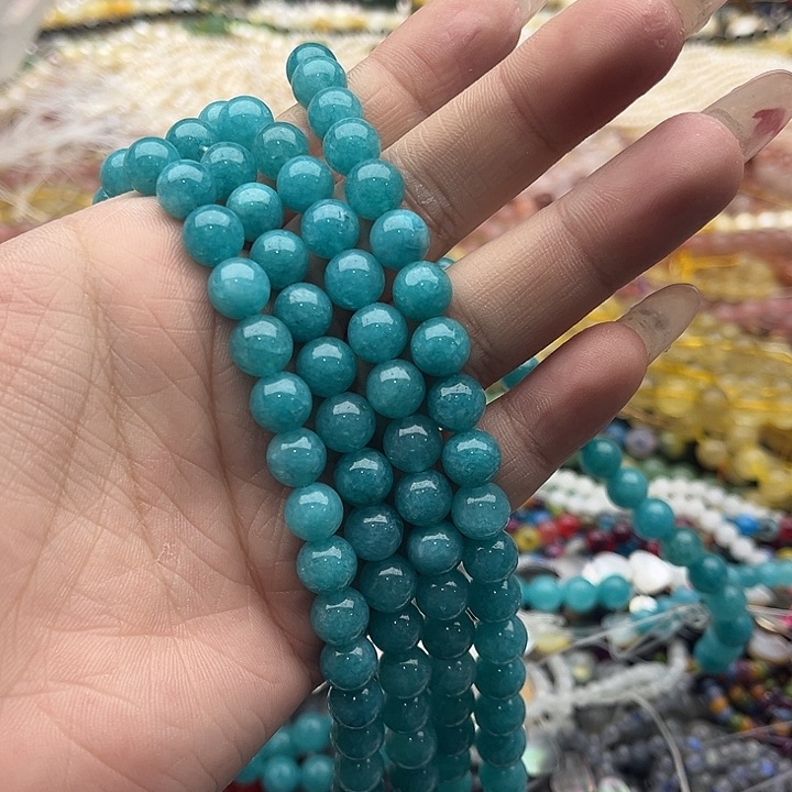 玛瑙/玉髓珠宝半成品未镶嵌一条8mm左右天河石