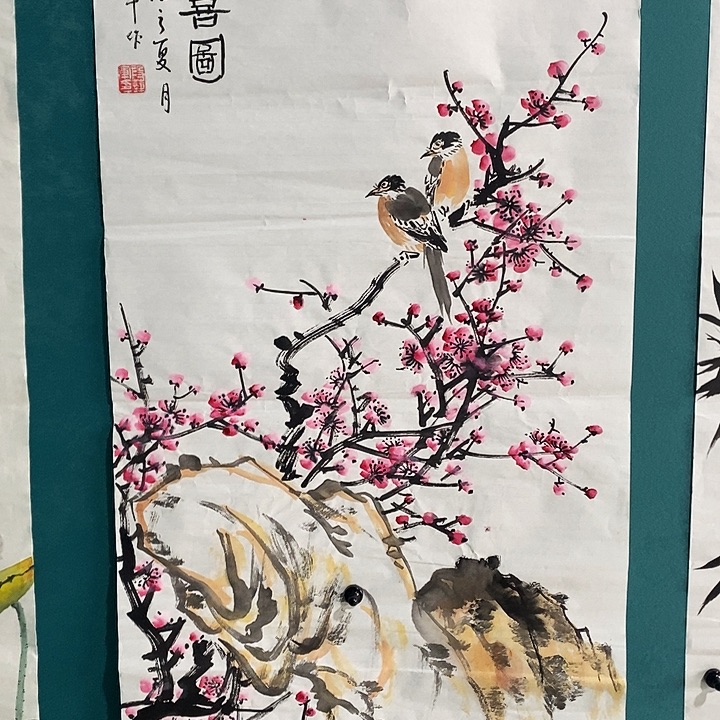 国画三尺手绘花鸟