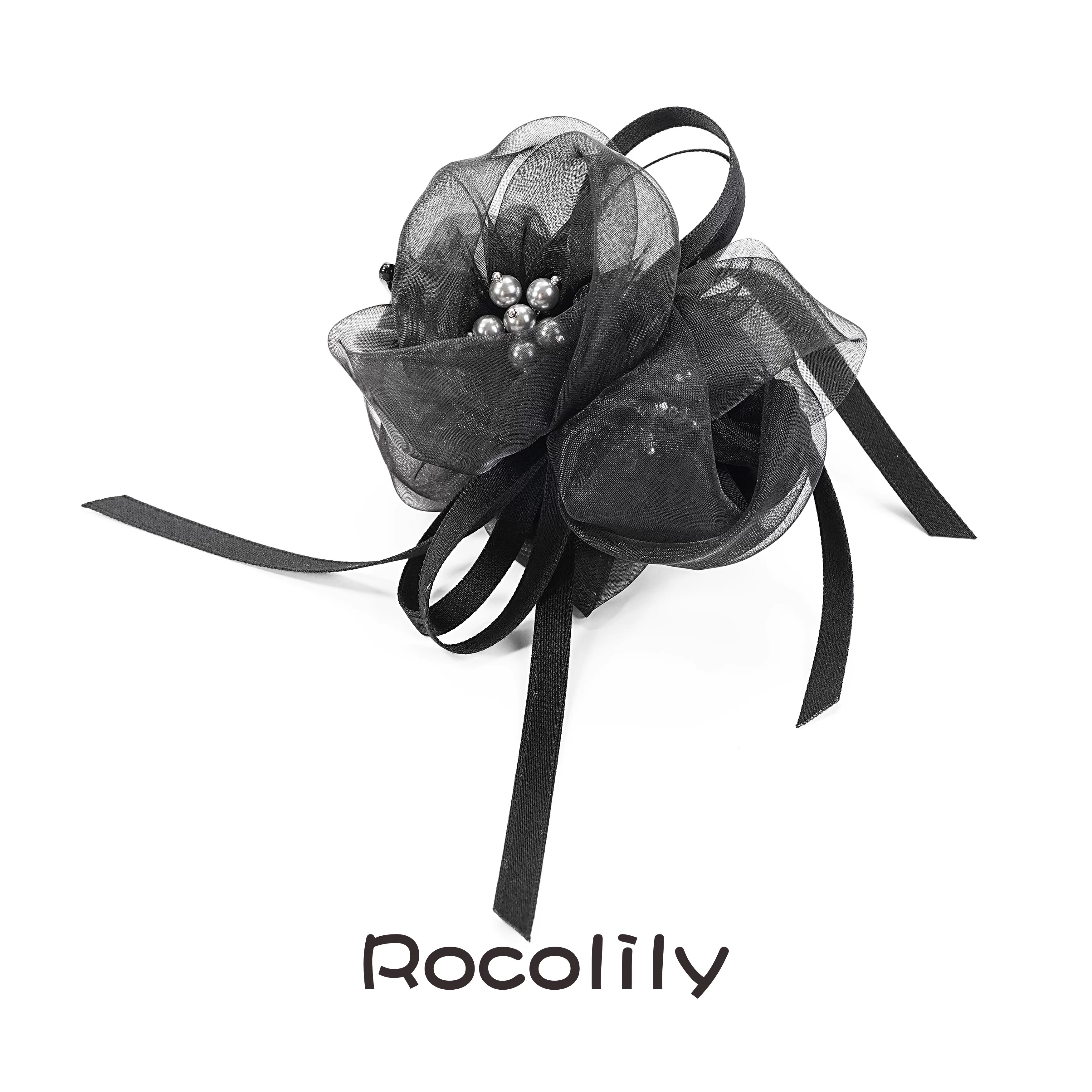 ROCOLILY薄纱立体梵花境丸子夹法式高级感懒人丸子抓夹发夹发饰