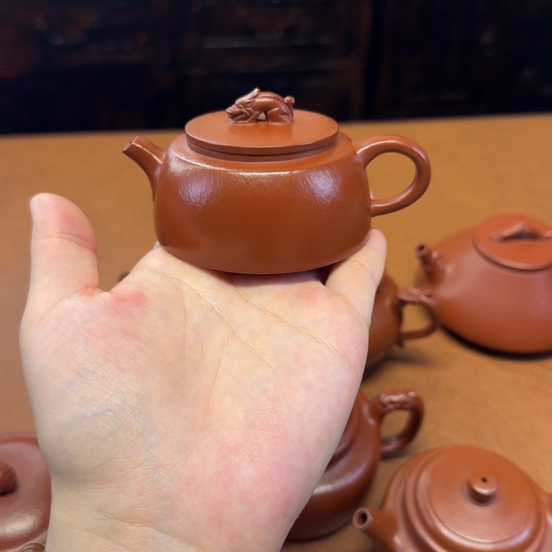 紫砂茶壶龙呤，80cc，小煤窑朱泥，全手工制作