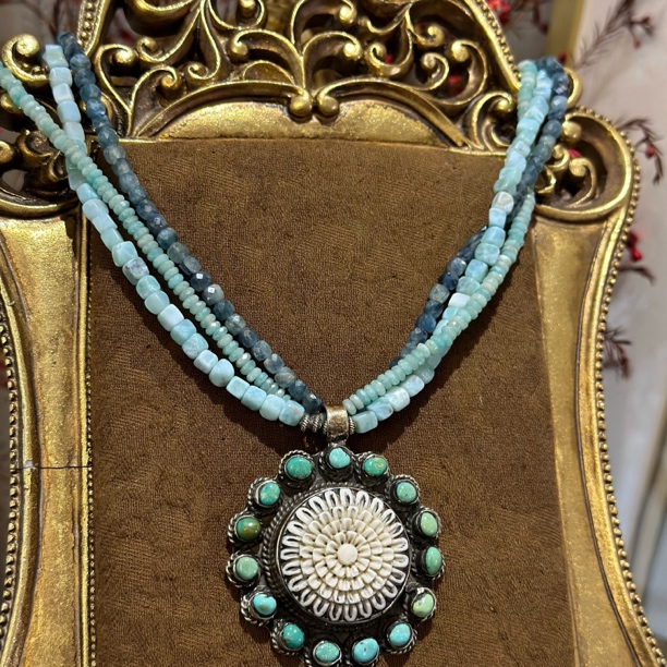 铜合金项链 绿色花三层项链时尚气质复古经典轻奢[正品中古]