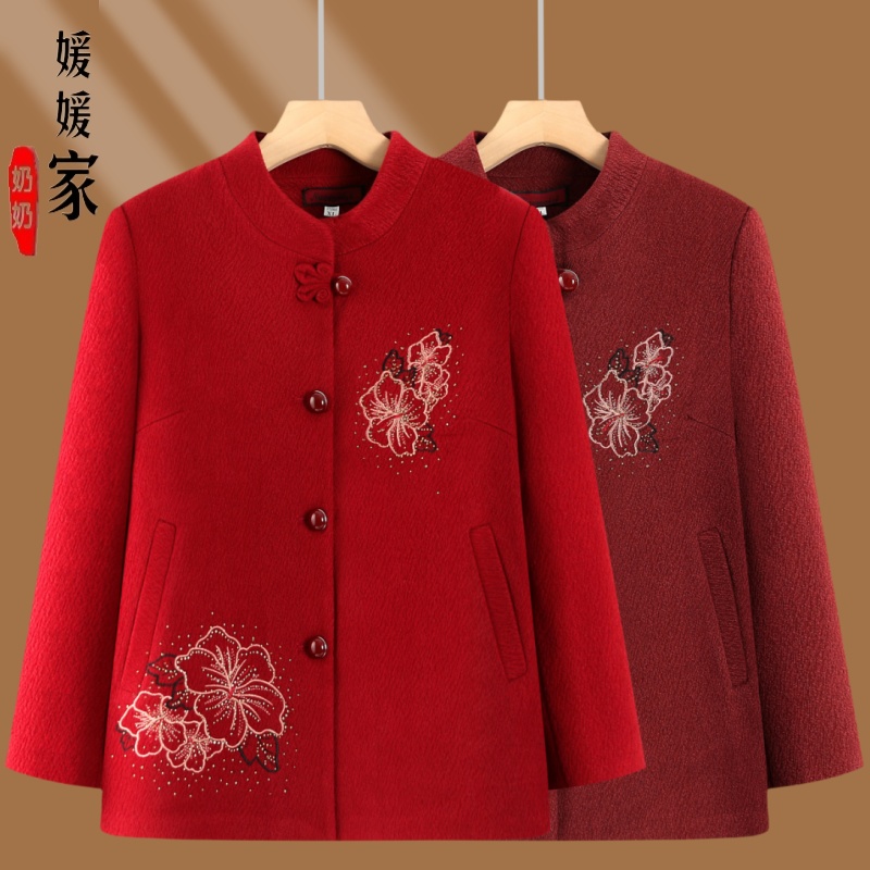 中老年人秋装外套妈妈立领上衣女60岁70奶奶装大码唐装衣服新款女