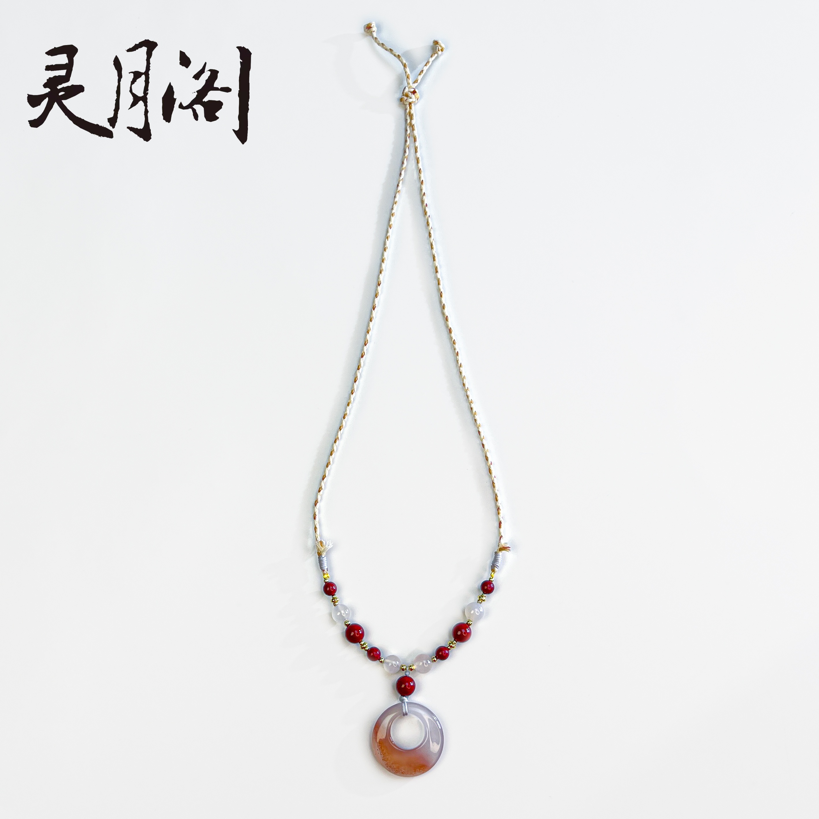 《朱砂痣》冰透偏心扣玛瑙吊坠项链款30mm FYX-B742