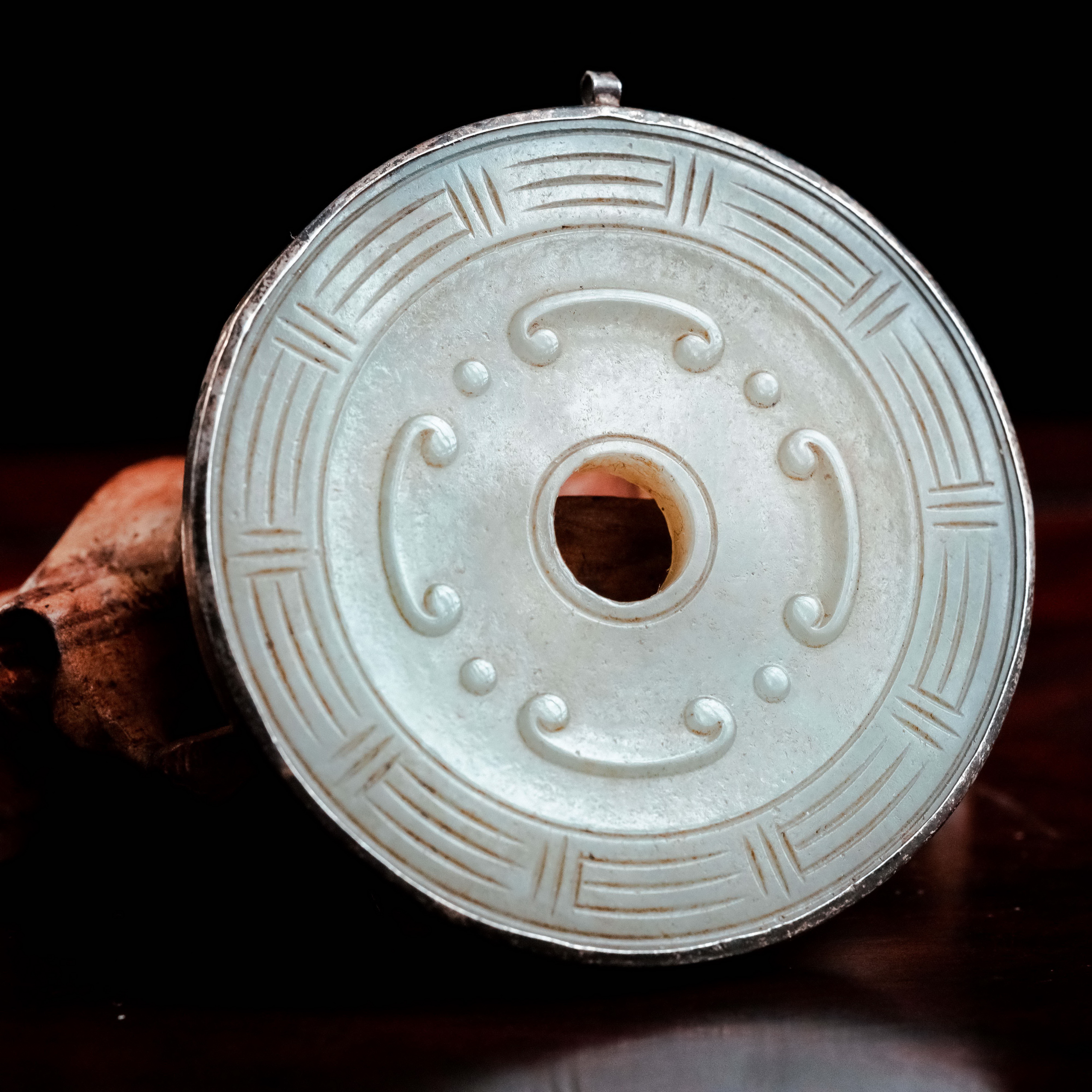 旧藏和田玉云纹壁-NX