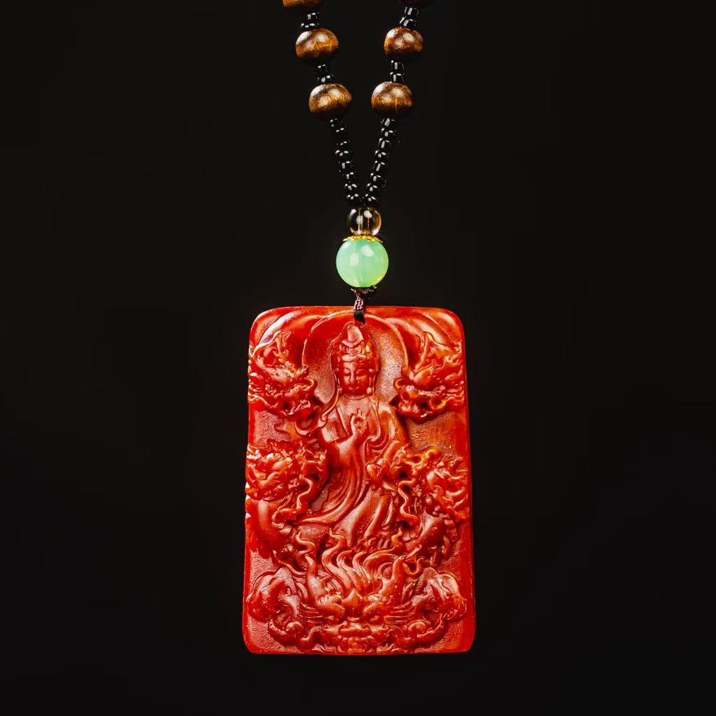 {老三高端甄选}zjy4 精品御龙观音松叶 珀吊坠