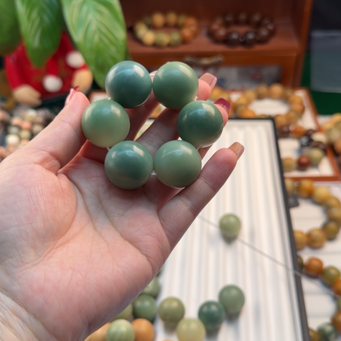 菩提根/象牙果手串钢***r卡23圆珠手捻干磨微瑕定制