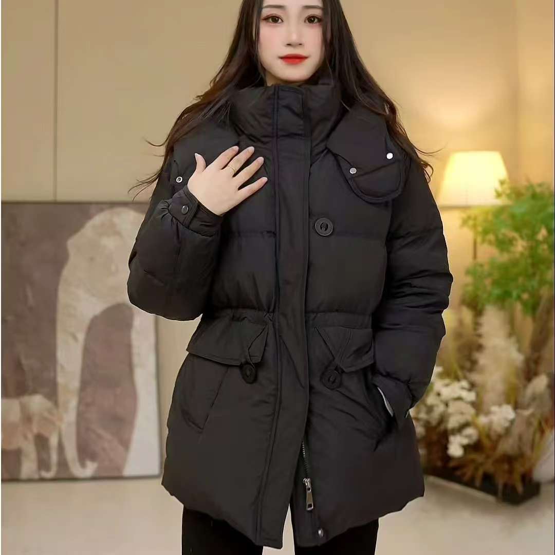 2024冬季新款时尚修身显瘦百搭连帽短款收腰白鸭绒外套女款宽松
