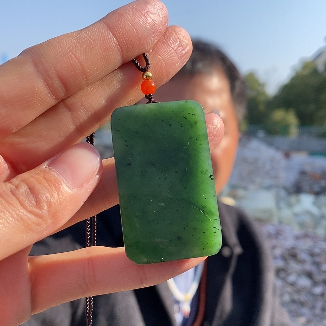 未镶嵌手链和田玉碧玉无事牌