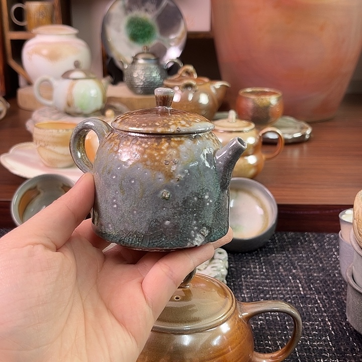 柴烧微瑕窑宝秦权壶