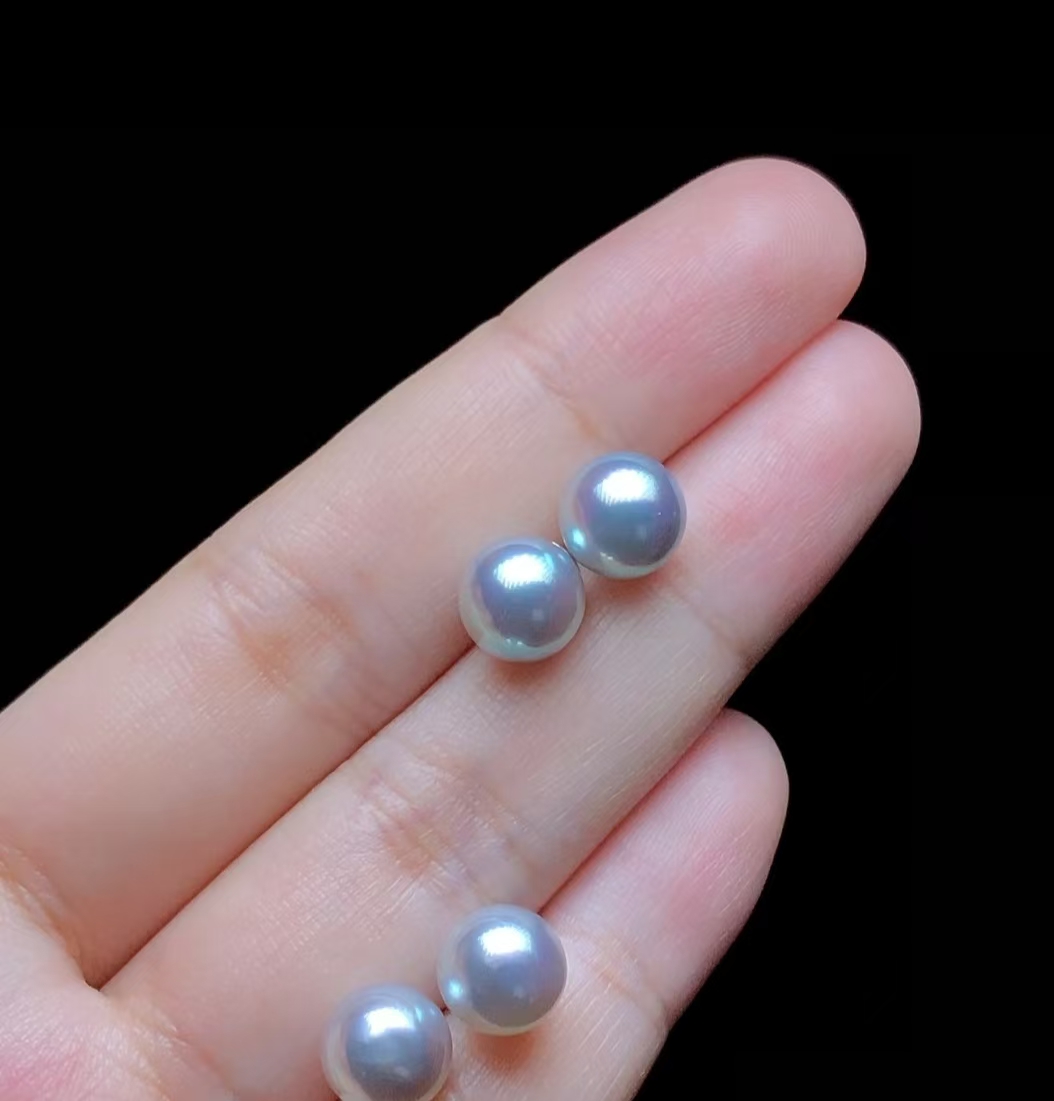 6-7mm 天然珍珠耳钉