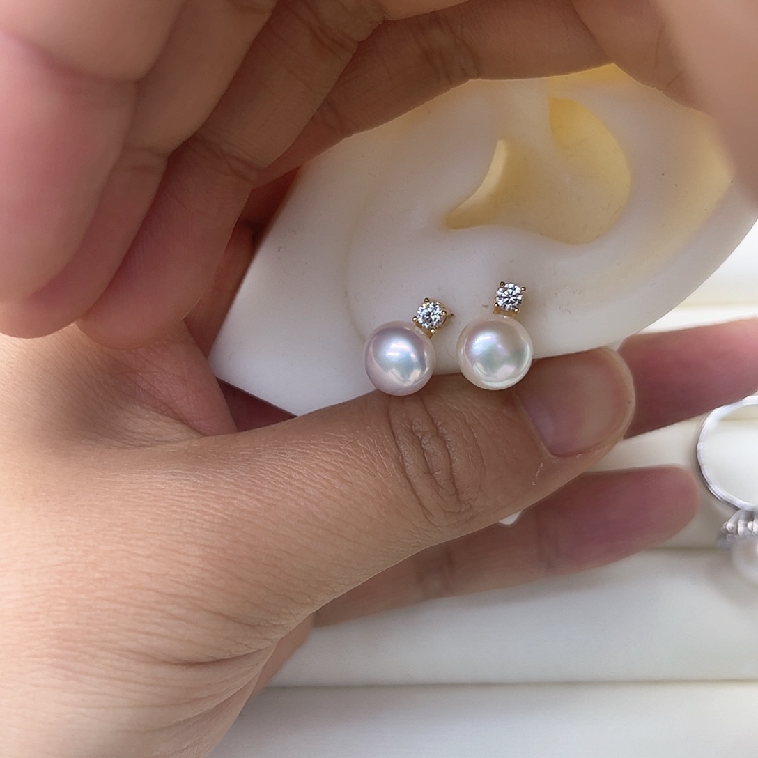 淡水珍珠耳饰银S925镶嵌