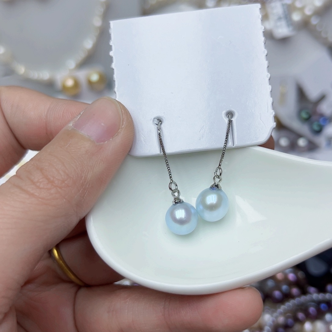 淡水珍珠耳饰银S925镶嵌