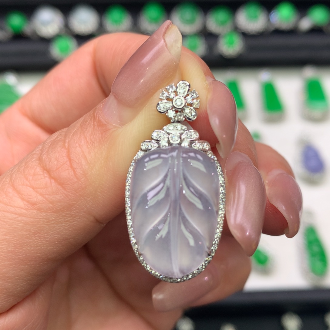 翡翠18K金镶嵌吊坠(不含链)