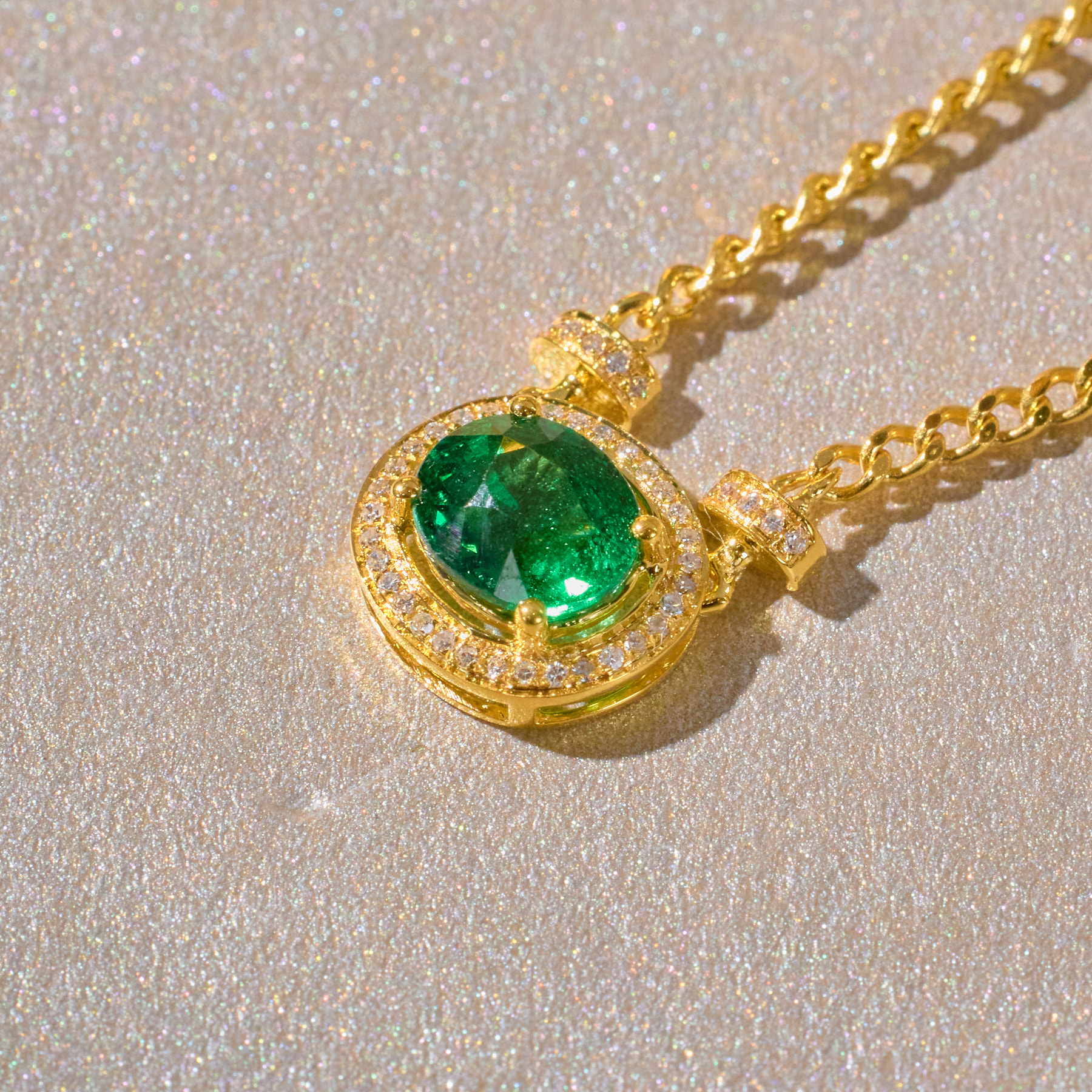 【歪歪】石榴石沙弗莱锁骨链*18K金镶嵌（多样性发一）XB-S9031