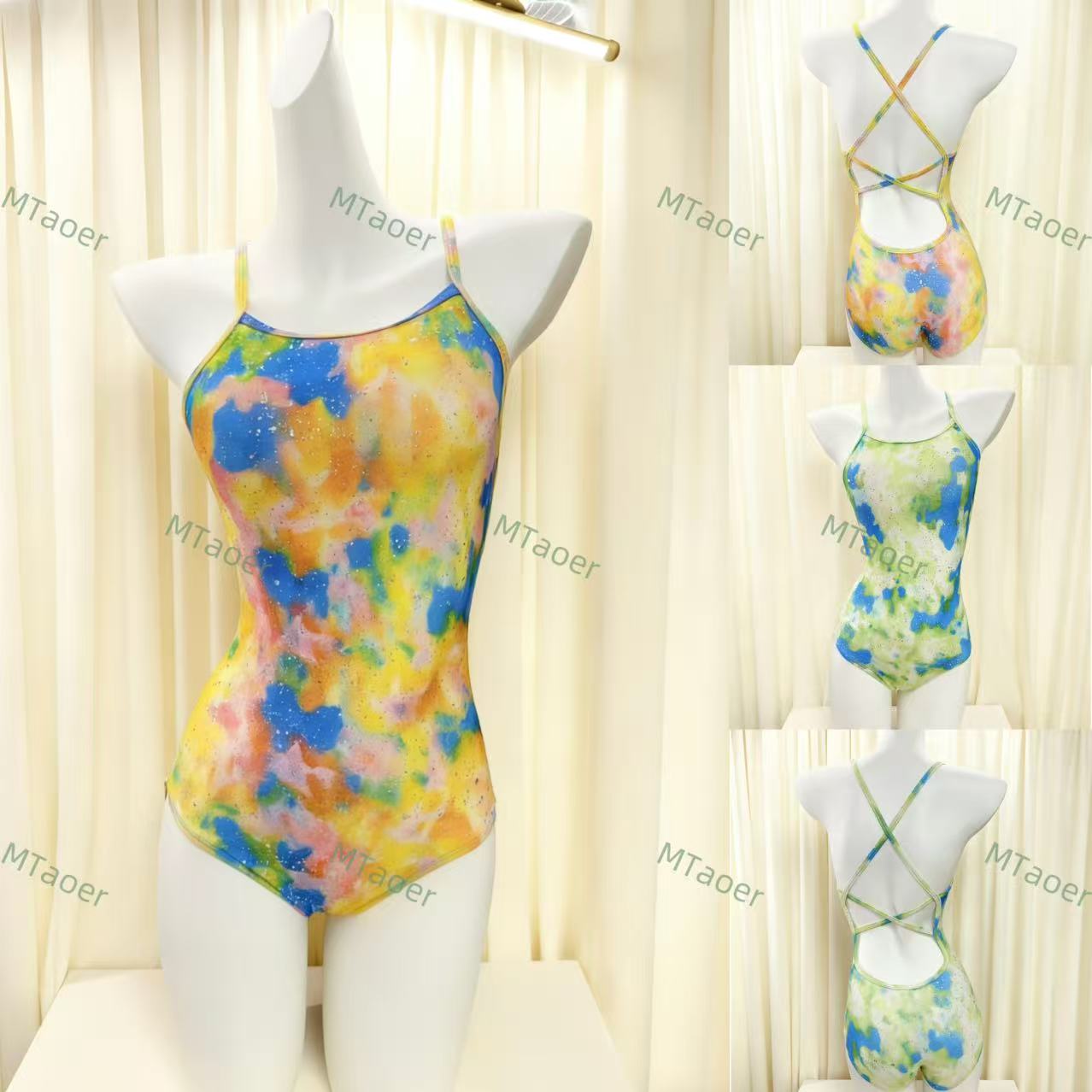 MTaoer【琥珀】修身速干女士泳衣遮肚显瘦泳装高颜值专业竞速泳衣