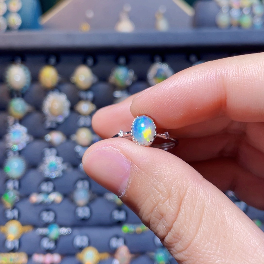 欧泊戒指）银S925镶嵌